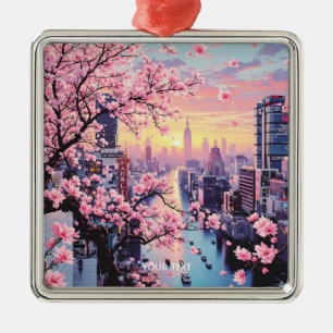 Adorno Metálico Fantasía Cuta Rosa Ciudad Sakura
