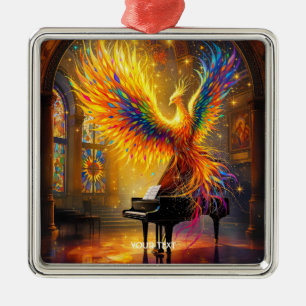 Adorno Metálico Fantasía Cute Phoenix Jugando Piano