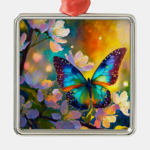 Adorno Metálico Fantasía de Flor de Cerezo Mariposa Amanecer