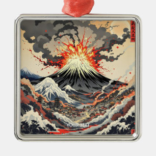 Adorno Metálico Fantasía: El volcán japonés en erupción