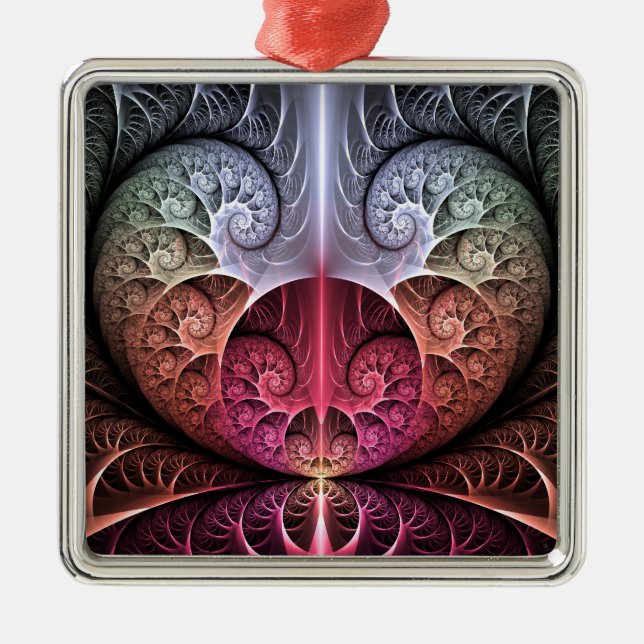 Adorno Metálico Fantasía irreal abstracta arte fractal (Frente)