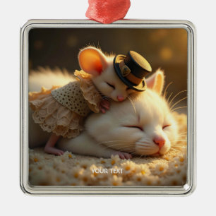 Adorno Metálico Fantasía lindo amor al gato del ratón