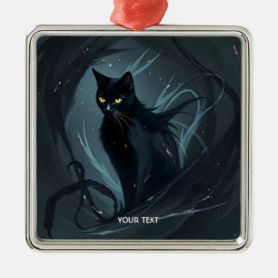 Adorno Metálico Fantasía lindo gato noche negro