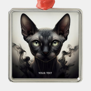 Adorno Metálico Fantasía lindo Sfinx Gato negro