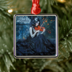 Adorno Metálico Fantasía oscura violinista gótico en el Jardín de 