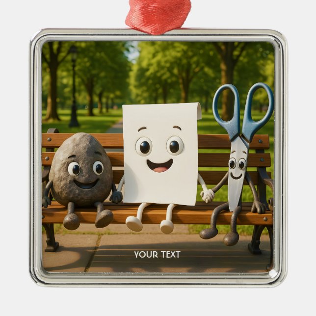 Adorno Metálico Fantasía tijeras de papel de rock cutáneo (Frente)