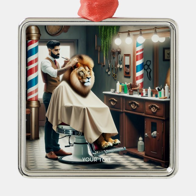 Adorno Metálico Fantasy Cute Barber Lion Haircut (Frente)