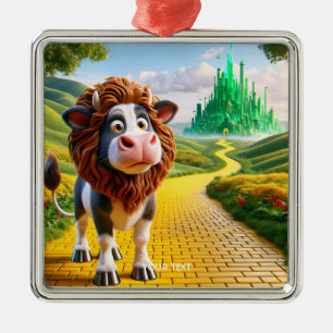 Adorno Metálico Fantasy Cute Cow Lion Road