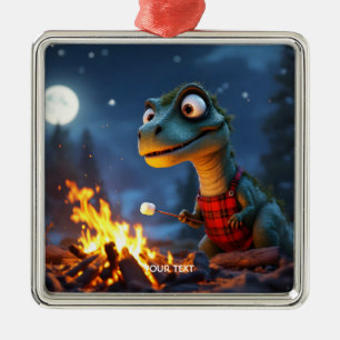 Adorno Metálico Fantasy Cute Dino Campfire Moon