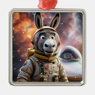 Adorno Metálico Fantasy Cute Donkey Astronauta