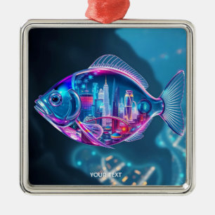 Adorno Metálico Fantasy Cute Glass Fish City