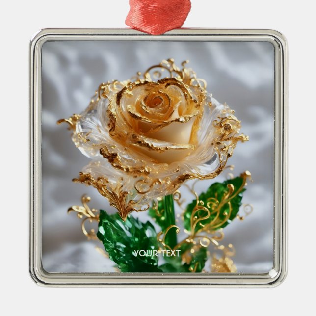 Adorno Metálico Fantasy Cute Glass White Rose (Frente)