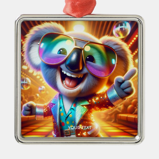 Adorno Metálico Fantasy Cute Koala Dancing Disco (Frente)