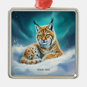 Adorno Metálico Fantasy Cute Lynx Cub Winter