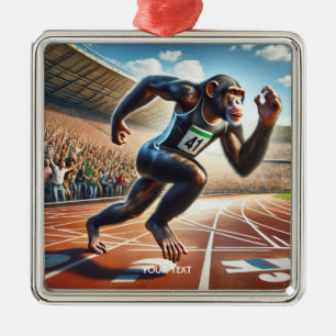 Adorno Metálico Fantasy Cute Mono Atleta En Marcha