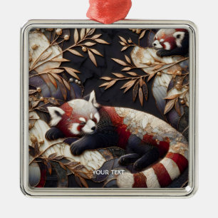 Adorno Metálico Fantasy Cute Red Panda Art