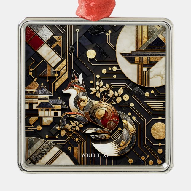 Adorno Metálico Fantasy Cute Resumen Arte Fox (Frente)