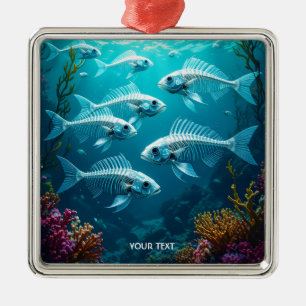 Adorno Metálico Fantasy Cute Skeleton Fish School