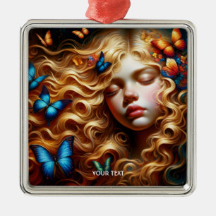 Adorno Metálico Fantasy Cute Sleeping Chica Butterflies