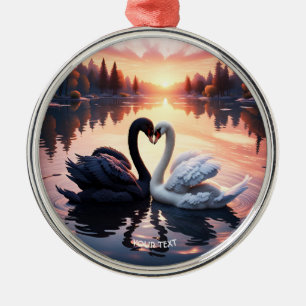 Adorno Metálico Fantasy Cute Swan Lake Sunset