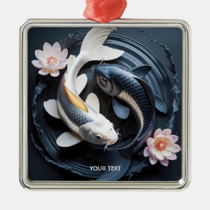 Adorno Metálico Fantasy Cute Two Koi Fish