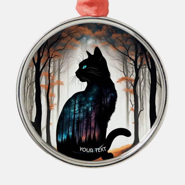 Adorno Metálico Fantasy Cute Vivid Black Cat Forest (Frente)