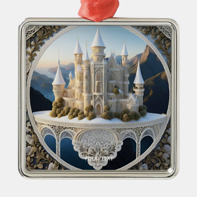 Adorno Metálico Fantasy Cute Vivid Filigree White Castle (Frente)