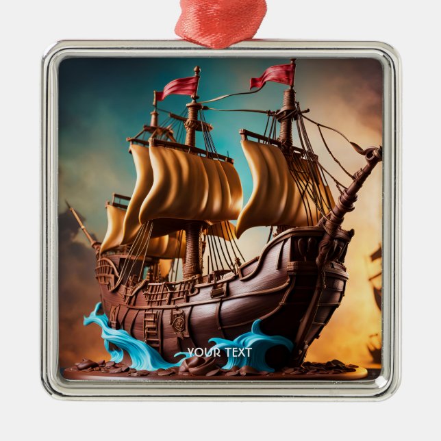 Adorno Metálico Fantasy Cute Vivid Pirate Ship Cake (Frente)