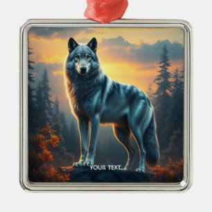 Adorno Metálico Fantasy Cute Wolf On Rock