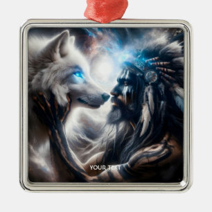 Adorno Metálico Fantasy Cute Wolf Tribal Man
