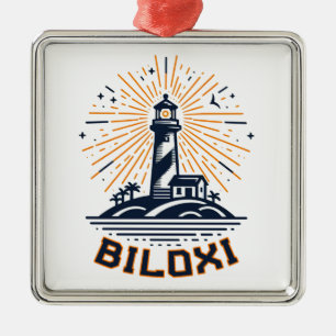 Adorno Metálico Faro de Biloxi Mississippi al amanecer