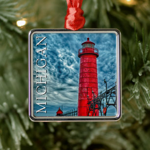 Adorno Metálico Faro de Grand Haven   Michigan