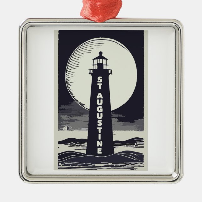 Adorno Metálico Faro de St. Augustine Florida Luna (Frente)