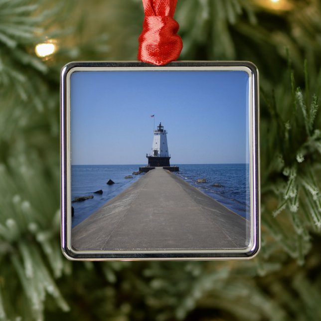 Adorno Metálico Faro North Pierhead, Ludington, MI (Árbol)