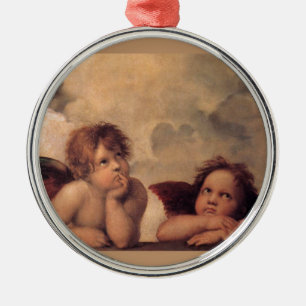 Adorno Metálico fe angelical Raphael pintura antigua bendición