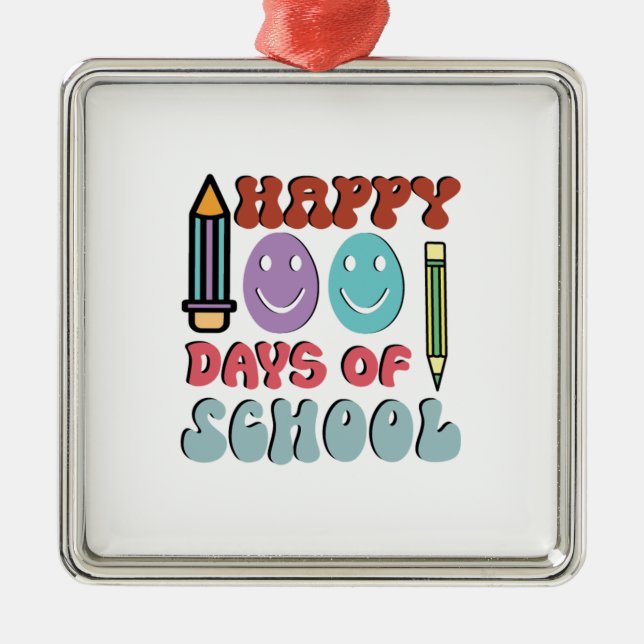 Adorno Metálico Felices 100 Días De Escuela (Frente)