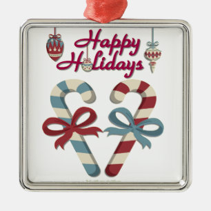 Adorno Metálico Felices fiestas Candy Cane Heart