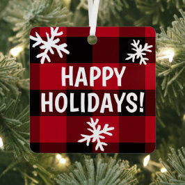 Adorno Metálico Felices Fiestas De Búfalo Jugado Snowflake