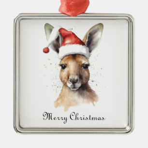 Adorno Metálico Felices Fiestas de Navidad, canguro personalizado