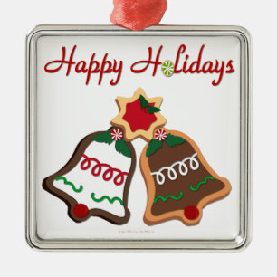 Adorno Metálico Felices Fiestas Galletas de Navidad Campanas
