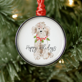 Adorno Metálico Felices fiestas Navidades de perro Cockapoo