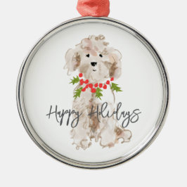 Adorno Metálico Felices fiestas Navidades de perro Cockapoo