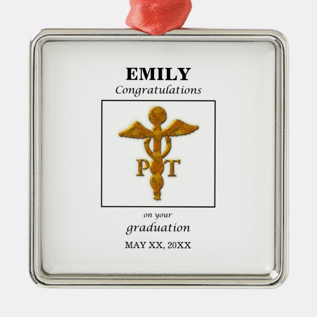 Adorno Metálico Felicidades por la graduación de la terapia física (Frente)