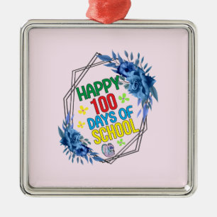 Adorno Metálico Feliz 100 Días De Escuela