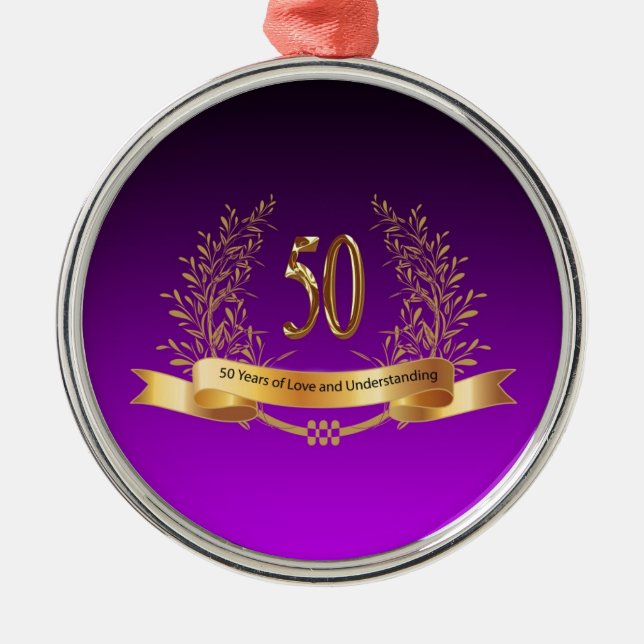 Adorno Metálico Feliz 50° aniversario de Bodas regalos (Frente)