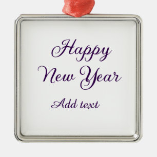 Adorno Metálico Feliz año nuevo caligrafía morada simple minimalis