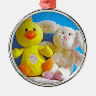Adorno Metálico Feliz Chick de Pascua + Conejo