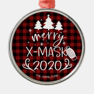Adorno Metálico Feliz ChristMask Divertido 2020 Covid Pandemia