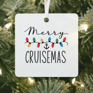 Adorno Metálico Feliz Crucero de Navidad Familiar Viaje de Navidad