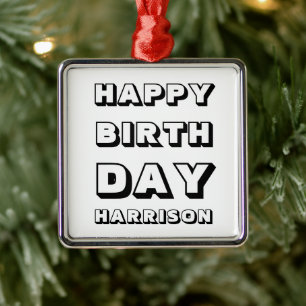 Adorno Metálico Feliz cumpleaños Navidades de nombres personaliza
